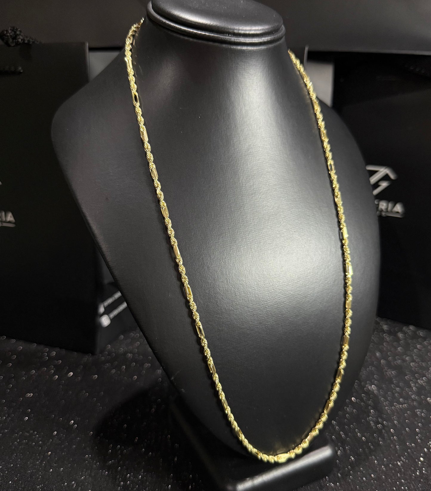 Cadena torzal figaro 3 mm x 65 cm oro 10 K