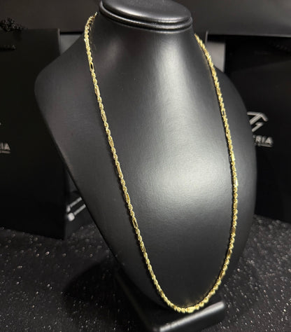 Cadena torzal figaro 3 mm x 65 cm oro 10 K