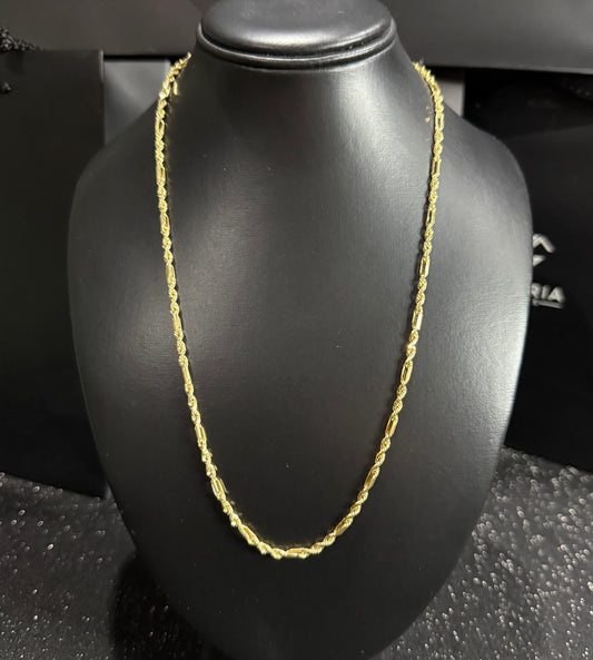 Cadena torzal figaro 3 mm x 55 cm oro 10 K
